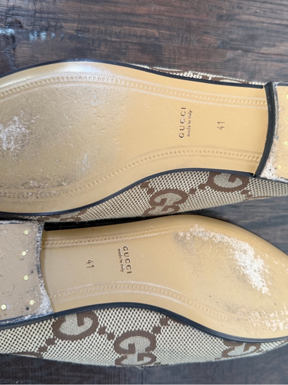 Gucci Beige & Brown GG Canvas Horsebit Loafers - Picture 5 of 5